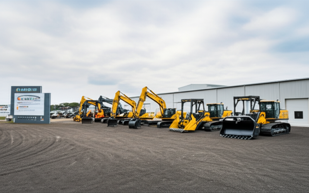 Professional land clearing equipment and crew at company facility